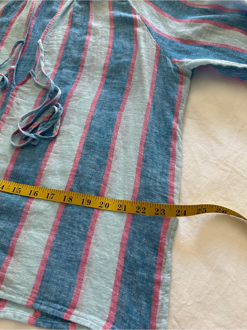 Rails tie-front linen top in blue and pink, size large - Picture 11 of 13